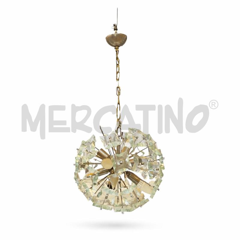 LAMPADARIO CON FIORI IN VETRO 2 MANCANTI SPUTNIK | Mercatino dell'Usato Gallarate 1