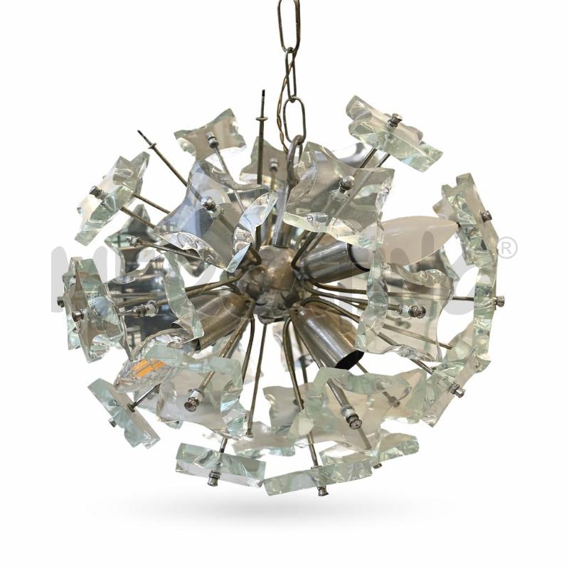 LAMPADARIO CON FIORI IN VETRO 2 MANCANTI SPUTNIK | Mercatino dell'Usato Gallarate 2
