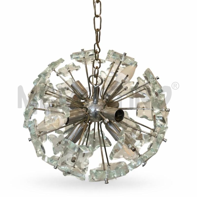 LAMPADARIO CON FIORI IN VETRO 2 MANCANTI SPUTNIK | Mercatino dell'Usato Gallarate 4