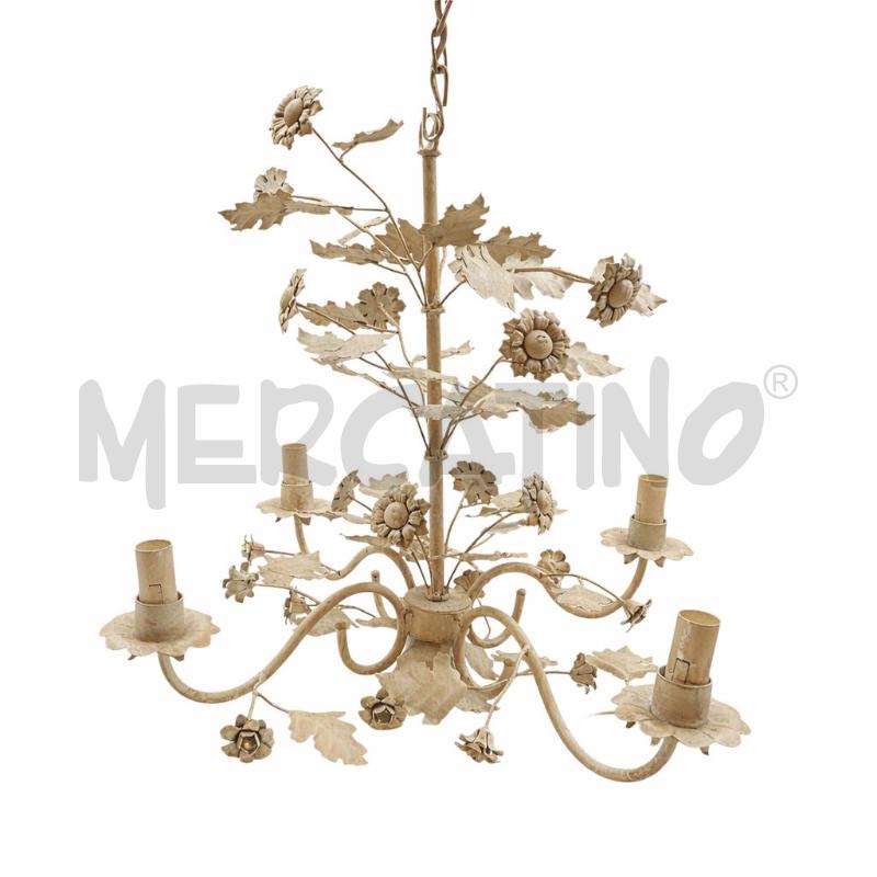LAMPADARIO METALLO FIORI COLOR SABBIA | Mercatino dell'Usato Gallarate 1