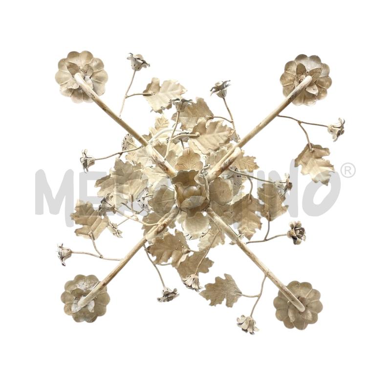 LAMPADARIO METALLO FIORI COLOR SABBIA | Mercatino dell'Usato Gallarate 3