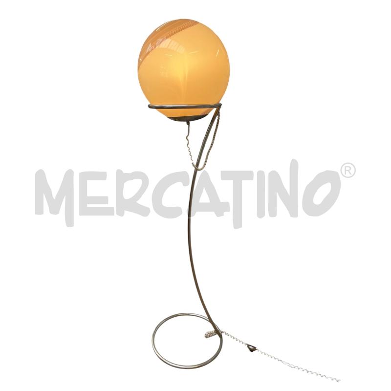 LAMPADA PIANTANA CROMATA SFERA IN MURANO BEIGE MARRONE ANNI 50 | Mercatino dell'Usato Gallarate 1
