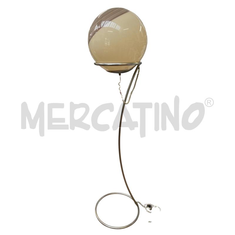 LAMPADA PIANTANA CROMATA SFERA IN MURANO BEIGE MARRONE ANNI 50 | Mercatino dell'Usato Gallarate 2