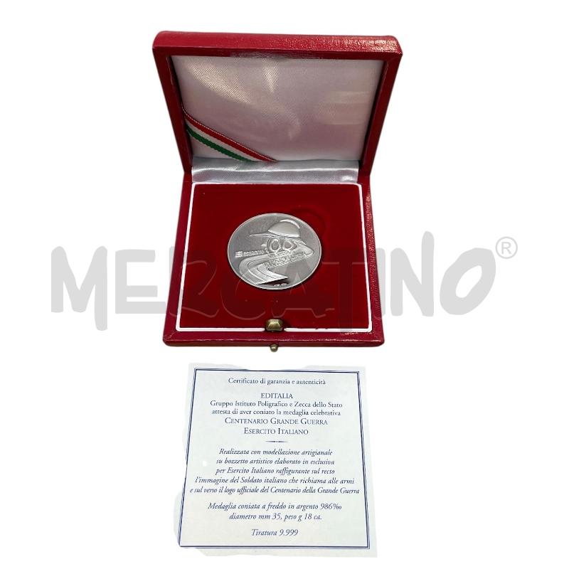 MEDAGLIA, IN ARGENTO, COMMEMORATIVA DEL CENTENARIO DELLA GRANDE GUERRA | Mercatino dell'Usato Gallarate 1