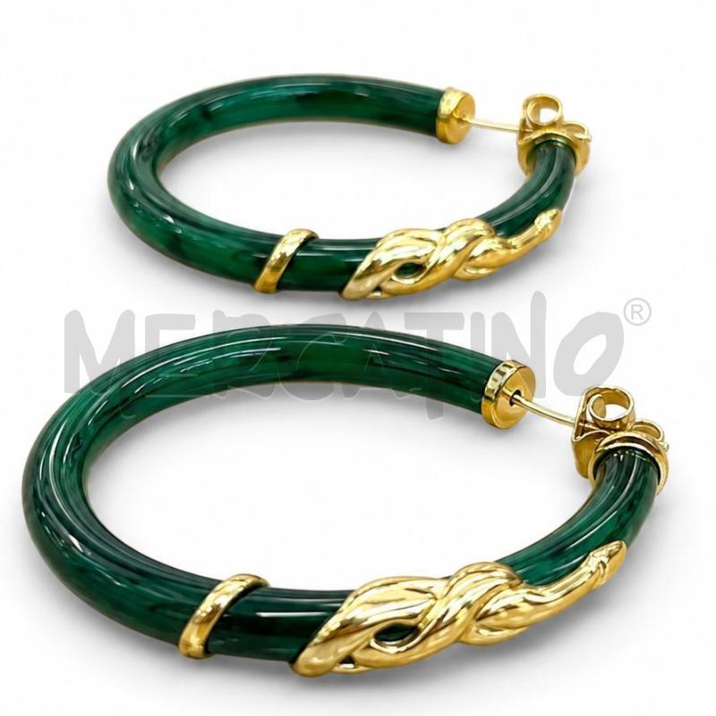 ORECCHINI GAS PLACCATO ORO VERDE SERPENTE  | Mercatino dell'Usato Gallarate 1
