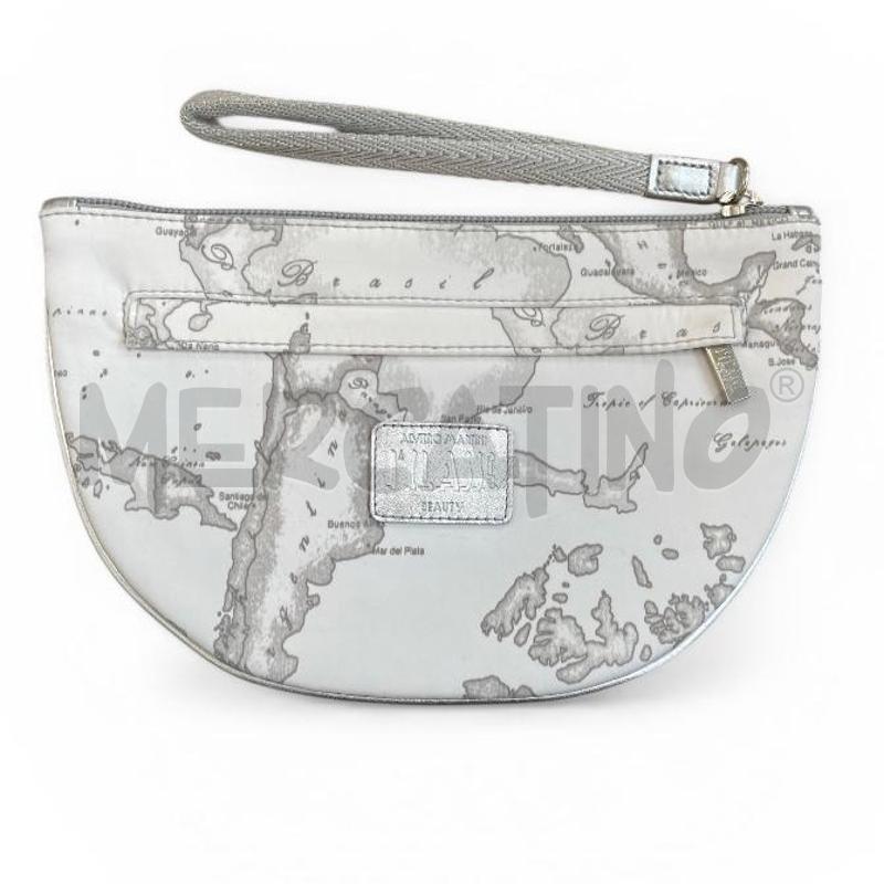 POCHETTE ALVIERO MARTINI STAMPA GEO BIANCO ARGENTO  | Mercatino dell'Usato Gallarate 1