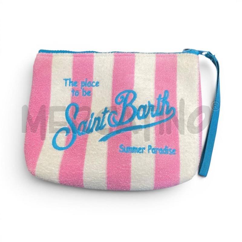 POCHETTE SAINT BARTH AZZURRA RIGHE ROSA BIANCHE  | Mercatino dell'Usato Gallarate 1