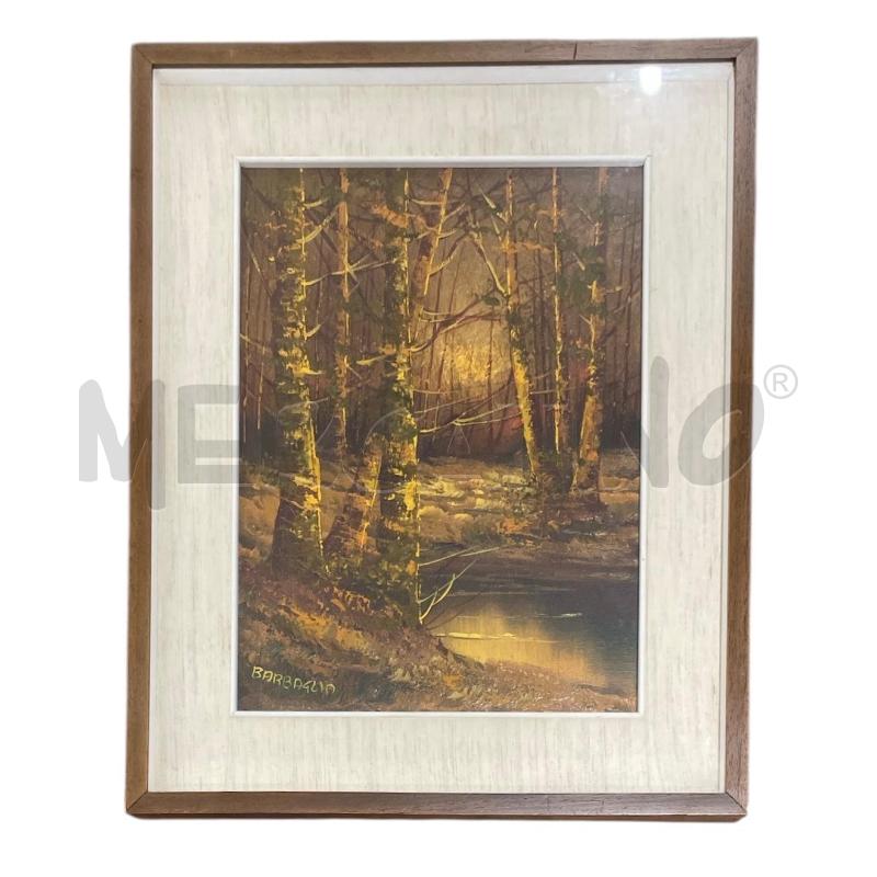 QUADRO BARBAGLIA BOSCO CON TRAMONTO GIALLO ARANCIO  | Mercatino dell'Usato Gallarate 1