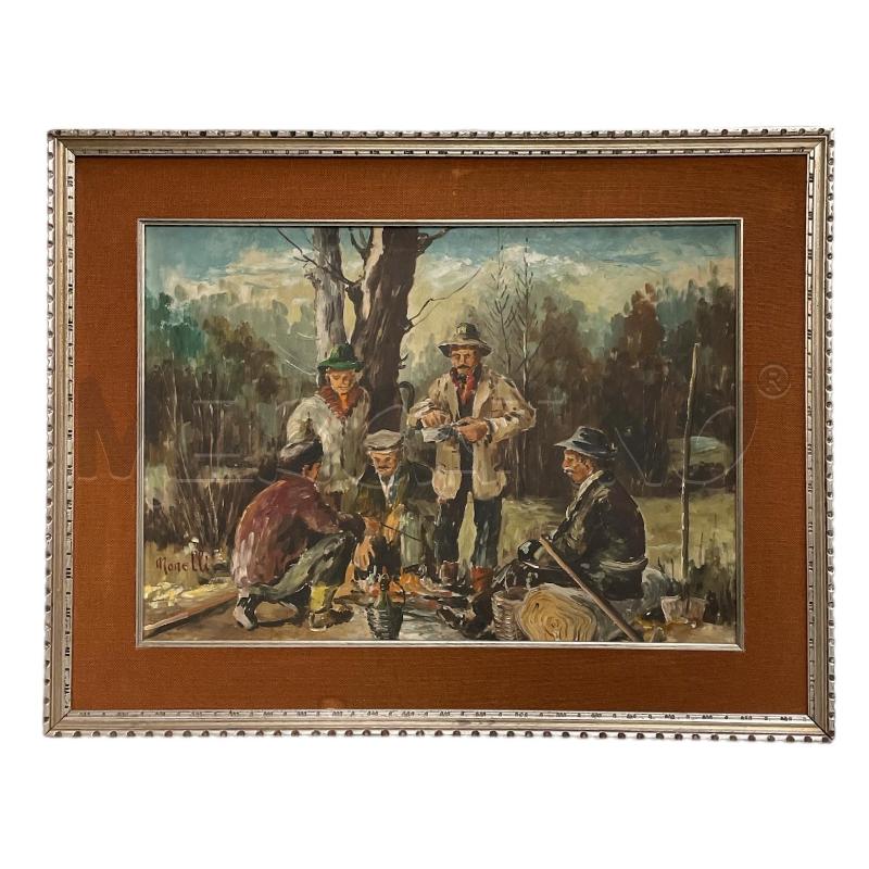 QUADRO CON ACCAMPAMENTO SIGNORI NEL BOSCO DI MONELLI  | Mercatino dell'Usato Gallarate 1