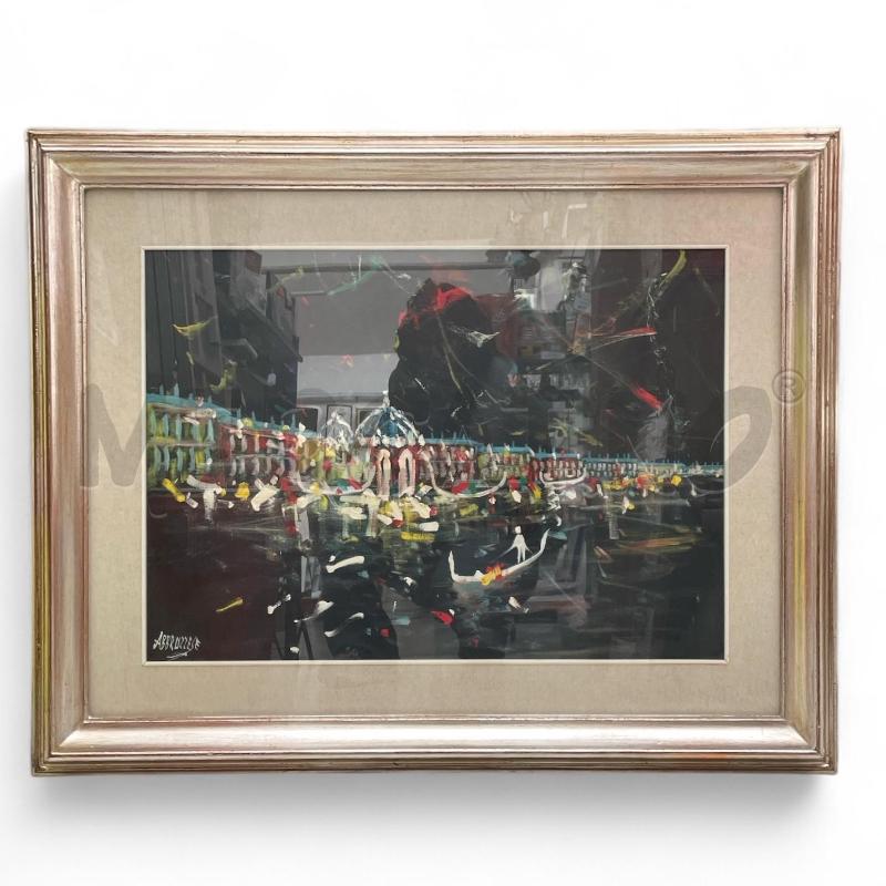 QUADRO GIUSEPPE ABBRUZZESE PAESAGGIO SFONDO NERO | Mercatino dell'Usato Gallarate 1