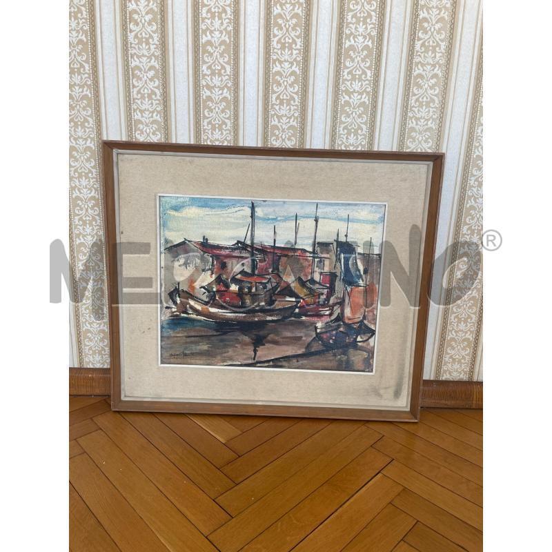 QUADRO MOLO CON BARCHE DE PAOLO FLORITA | Mercatino dell'Usato Gallarate 1