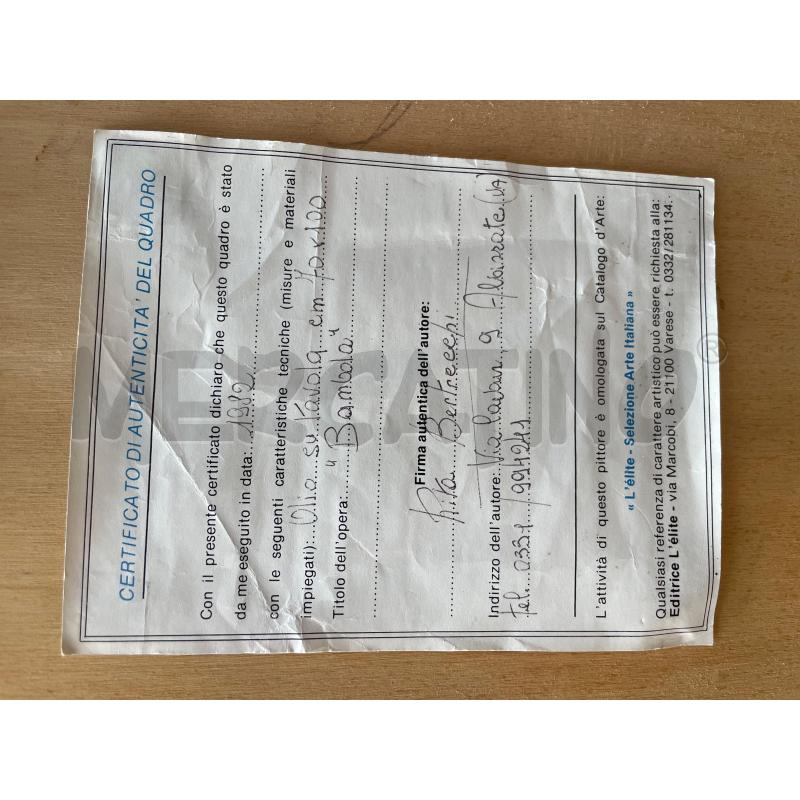 QUADRO OLIO SU TAVOLA BAMBOLA RITA BERTRECCHI 70X100 | Mercatino dell'Usato Gallarate 4