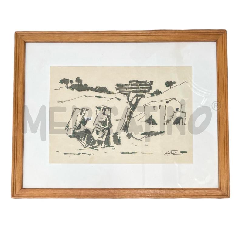 QUADRO SQUITIERI DONNE SEDUTE IN CAMPAGNA PENNARELLO | Mercatino dell'Usato Gallarate 1