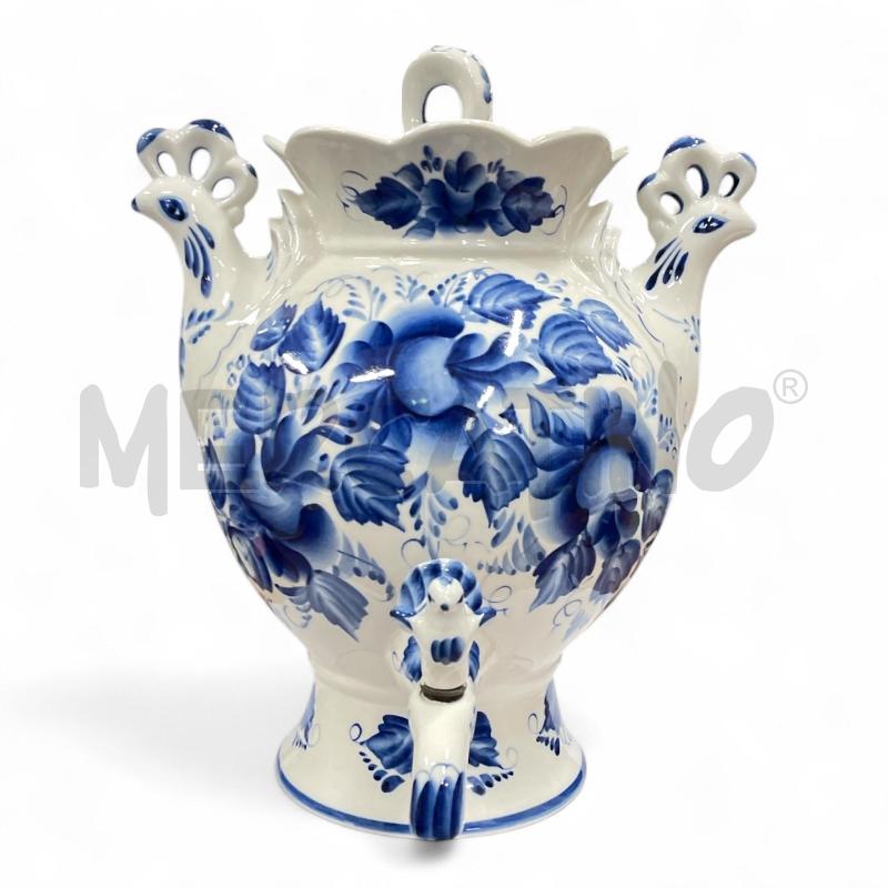 SAMOVAR ELETTRICO IN CERAMICIA BIANCA DECORI BLU | Mercatino dell'Usato Gallarate 1