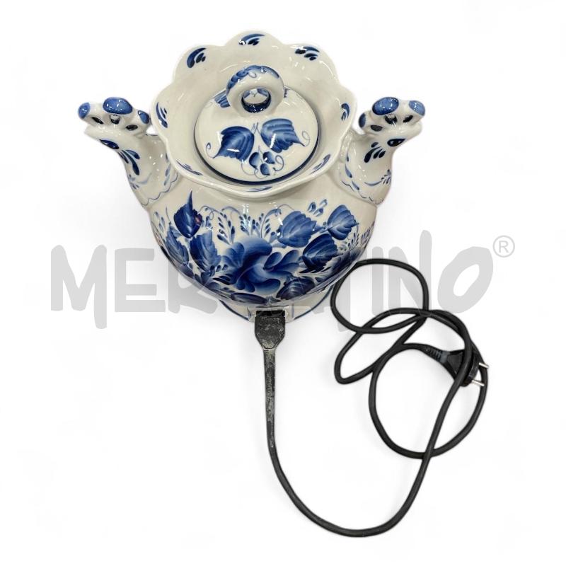 SAMOVAR ELETTRICO IN CERAMICIA BIANCA DECORI BLU | Mercatino dell'Usato Gallarate 4