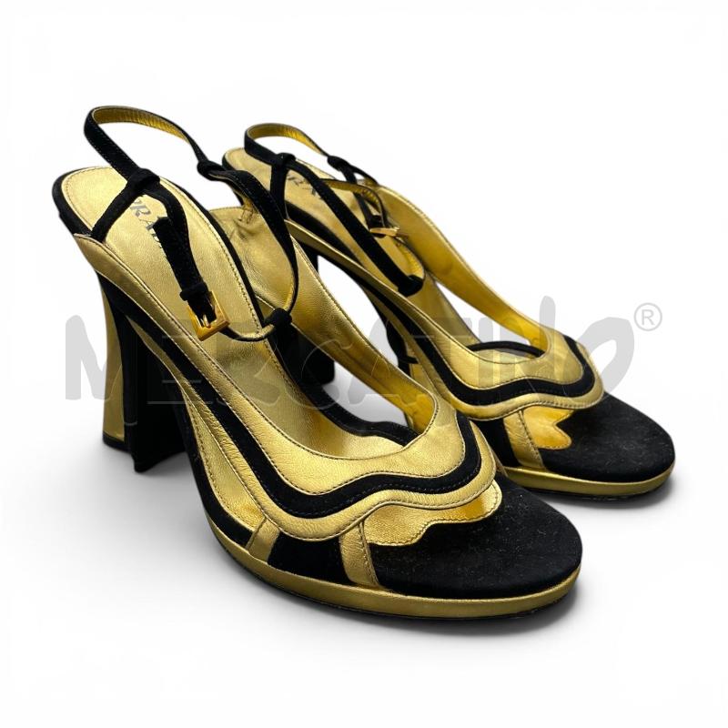 SANDALI DONNA PRADA NERO ORO NM40  | Mercatino dell'Usato Gallarate 2
