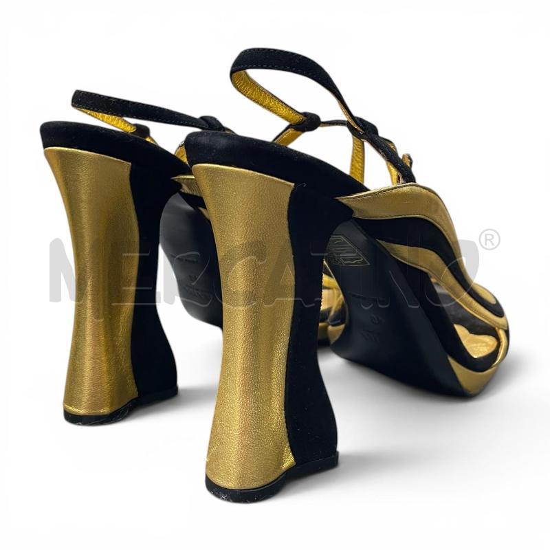 SANDALI DONNA PRADA NERO ORO NM40  | Mercatino dell'Usato Gallarate 3
