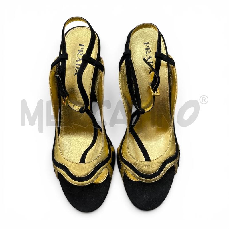 SANDALI DONNA PRADA NERO ORO NM40  | Mercatino dell'Usato Gallarate 4
