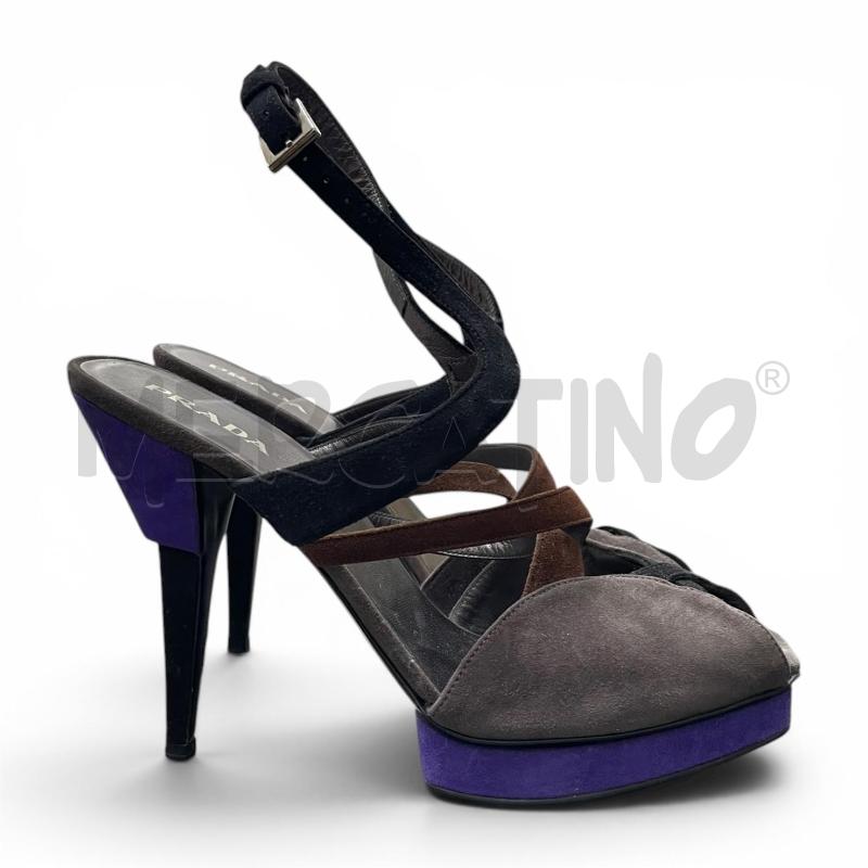 SANDALI DONNA PRADA NM40 GRIGIO VIOLA  | Mercatino dell'Usato Gallarate 1