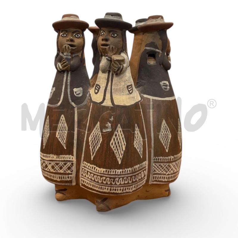 SCULTURA PERUVIANA IN TERRACOTTA FISCHIETTO MUSICISTI IN CERCHIO | Mercatino dell'Usato Gallarate 1