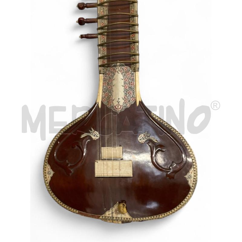 SITAR INDIANO CON DECORE BIANCHI  | Mercatino dell'Usato Gallarate 4