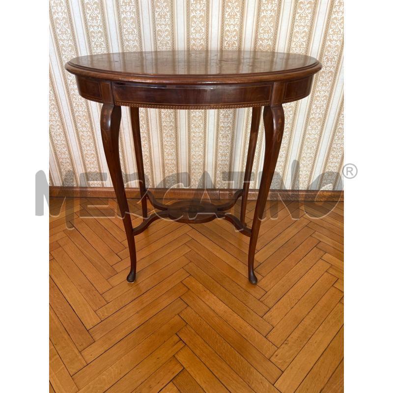 TAVOLINO INIZI 900 OVALE INTARSIATO 42X73 | Mercatino dell'Usato Gallarate 1