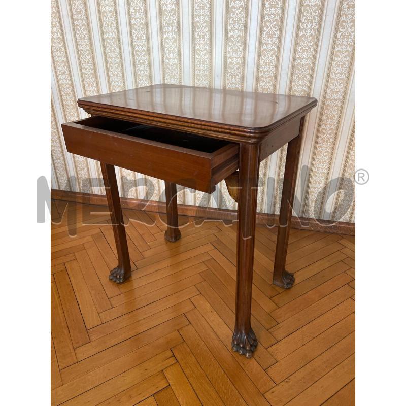TAVOLINO RETTANGOLARE IN STILE BIEDERMEIER CON PIEDE LAVORATO | Mercatino dell'Usato Gallarate 1