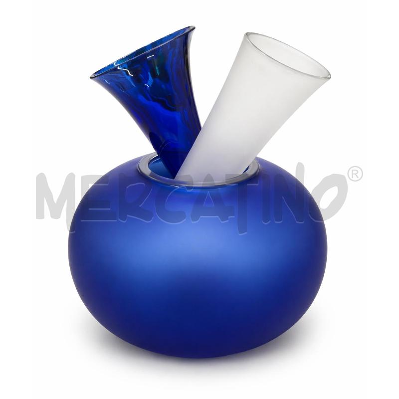 VASO IN VETRO BLU SATINATO IVV | Mercatino dell'Usato Gallarate 1