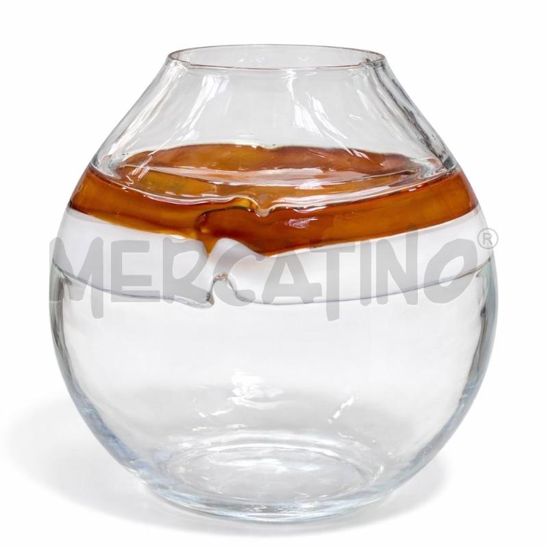 VASO VETRO INSERTO BIANCO E MARRONE | Mercatino dell'Usato Gallarate 1