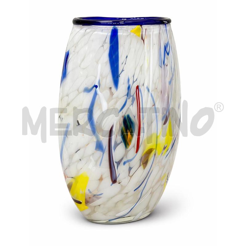 VASO VETRO MULTICOLOR BORDO BLU CM.33 | Mercatino dell'Usato Gallarate 2