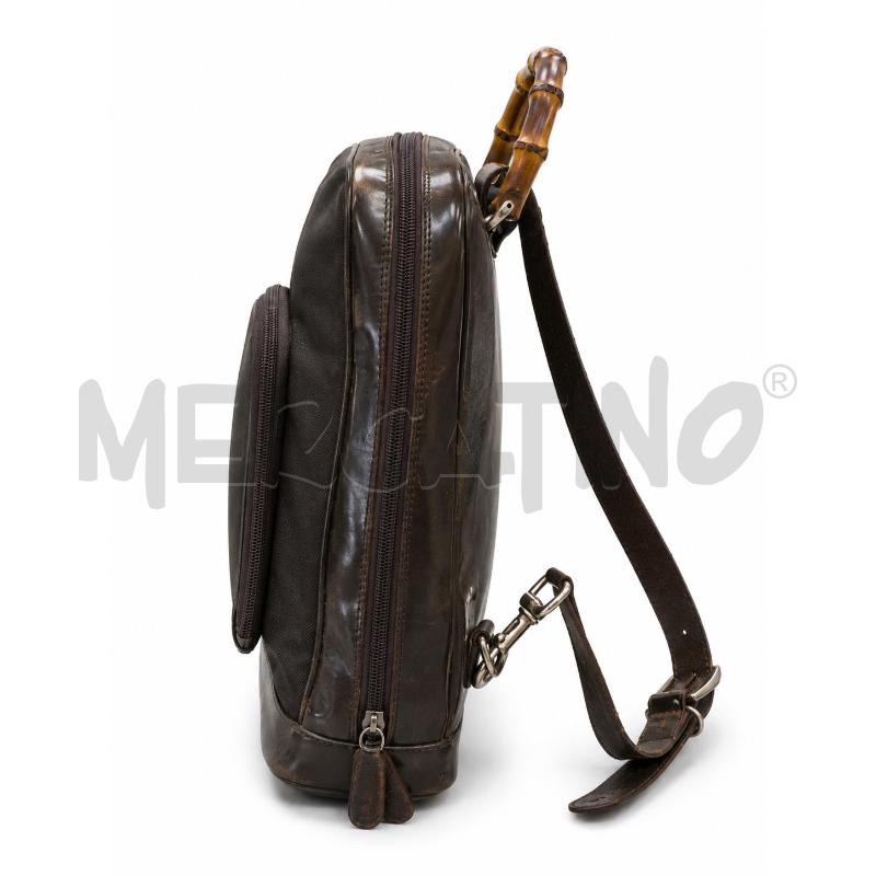 ZAINO D GUCCI BAMBOO MARRONE VINTAGE NYLON E PELLE  | Mercatino dell'Usato Gallarate 3
