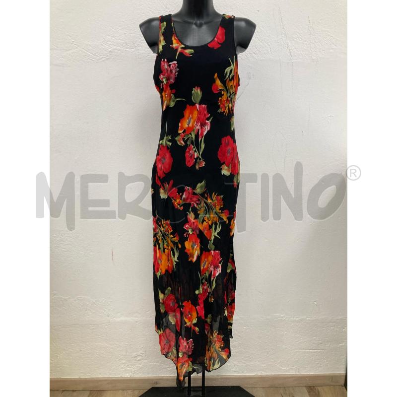 ABITO DONNA BERNARDI NERO FIORI ROSSI VISCOSA | Mercatino dell'Usato Gazzada schianno 1