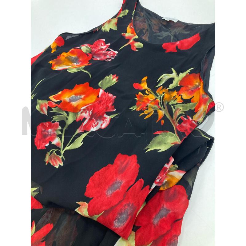 ABITO DONNA BERNARDI NERO FIORI ROSSI VISCOSA | Mercatino dell'Usato Gazzada schianno 4