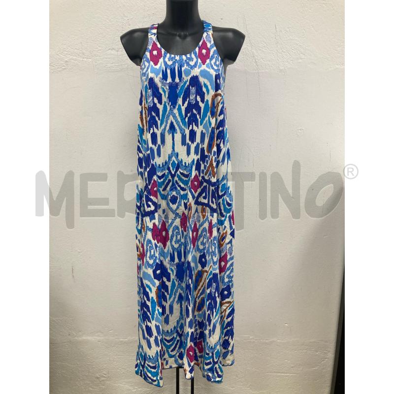 ABITO DONNA ELISA IMMAGINE BIANCO DISEGNO BLU VIOLA | Mercatino dell'Usato Gazzada schianno 1