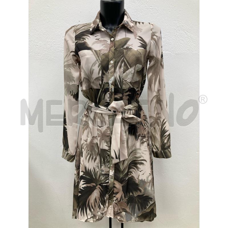 ABITO DONNA FRANCOMINA BEIGE FOGLIE VERDI | Mercatino dell'Usato Gazzada schianno 1