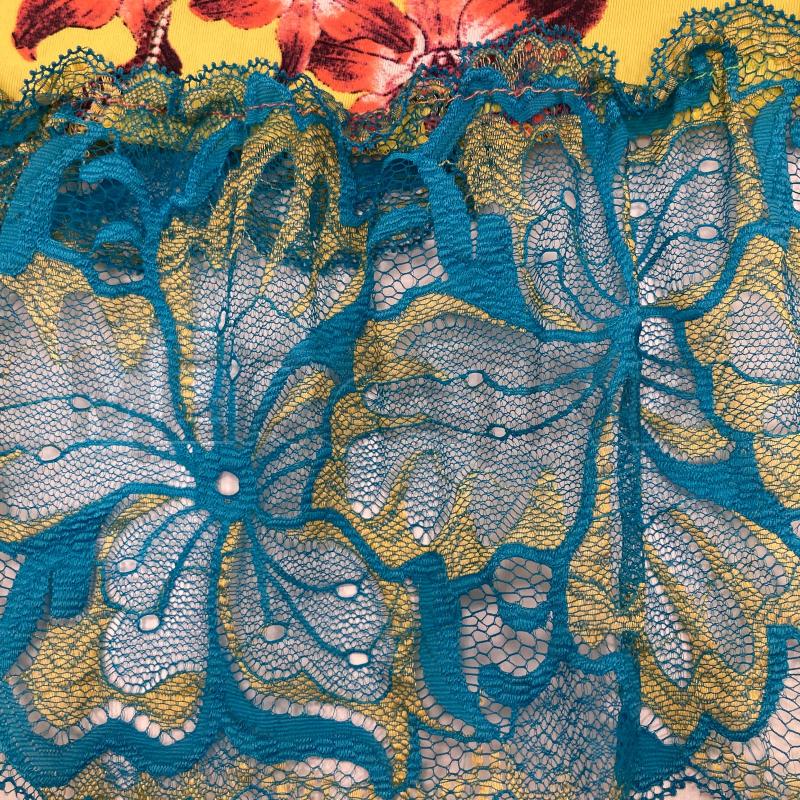 ABITO DONNA JUST CAVALLI GIALLO FONDO PIZZO AZZURRO | Mercatino dell'Usato Gazzada schianno 5