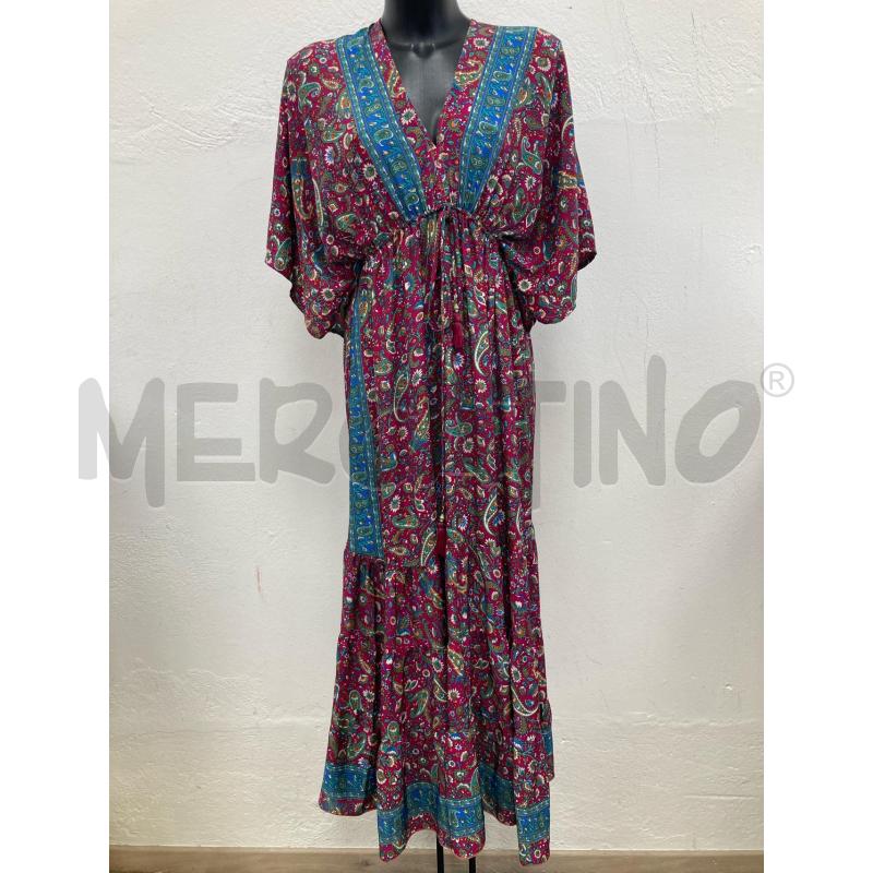ABITO DONNA KASTURI SETA INDIANO MAGENTA MARGHERITE | Mercatino dell'Usato Gazzada schianno 1