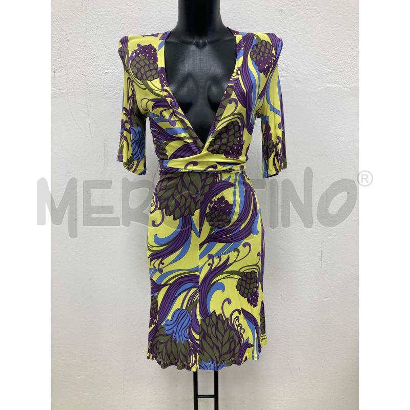 ABITO DONNA MAX&CO GIALLO DISEGNO VIOLA AZZURRO | Mercatino dell'Usato Gazzada schianno 1