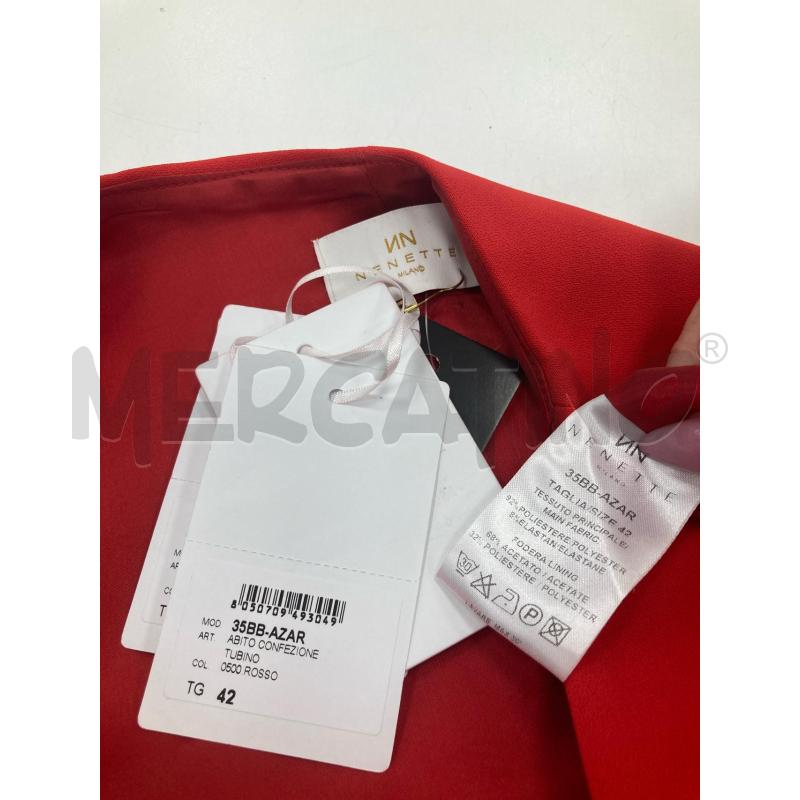 ABITO DONNA NENETTE ROSSO CON CINTURA CARTELLINO | Mercatino dell'Usato Gazzada schianno 5