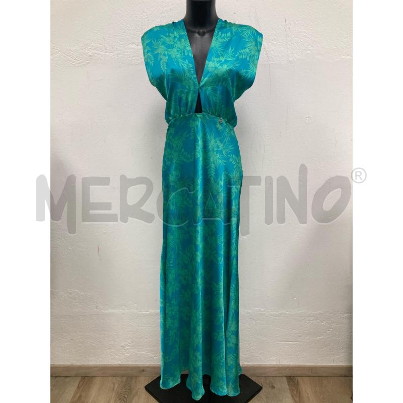ABITO DONNA PINKO AZZURRO FIORI VERDI | Mercatino dell'Usato Gazzada schianno 1