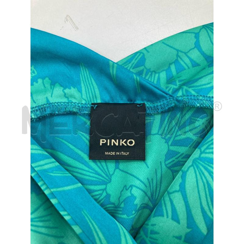 ABITO DONNA PINKO AZZURRO FIORI VERDI | Mercatino dell'Usato Gazzada schianno 4