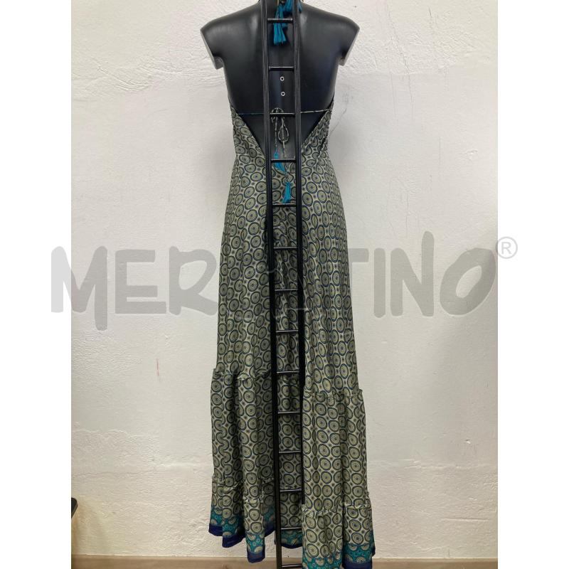 ABITO DONNA SETA BEIGE CERCHI MANDALA BLU CARTELLINO | Mercatino dell'Usato Gazzada schianno 2