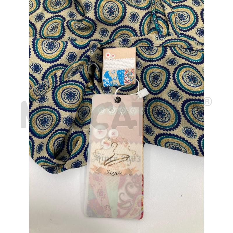 ABITO DONNA SETA BEIGE CERCHI MANDALA BLU CARTELLINO | Mercatino dell'Usato Gazzada schianno 4