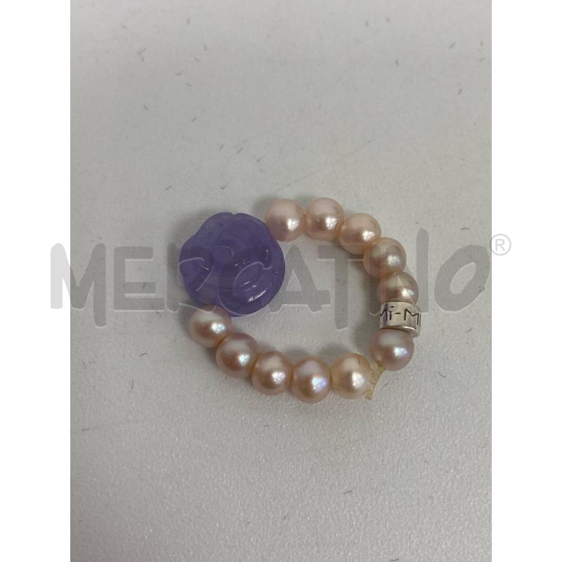 ANELLO DONNA MIMI ELASTICO PERLE FIORE VIOLA | Mercatino dell'Usato Gazzada schianno 2