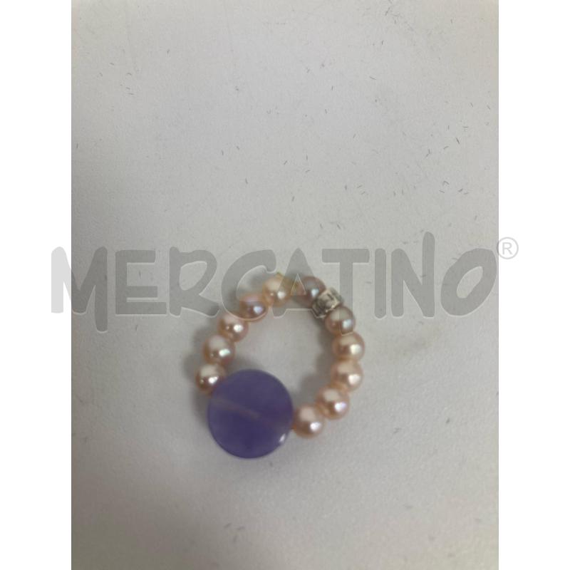 ANELLO DONNA MIMI ELASTICO PERLE FIORE VIOLA | Mercatino dell'Usato Gazzada schianno 3