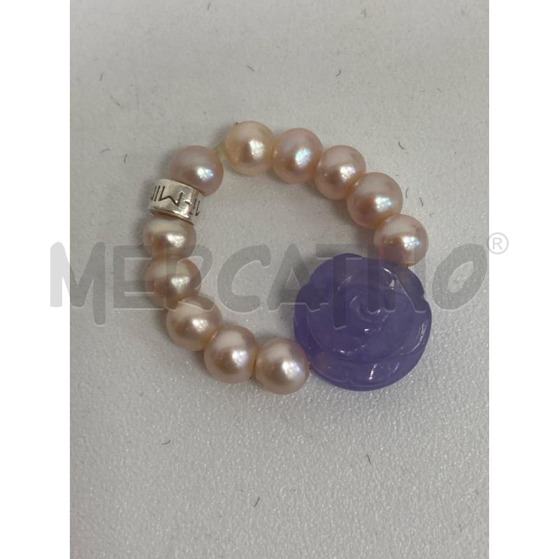 ANELLO DONNA MIMI ELASTICO PERLE FIORE VIOLA | Mercatino dell'Usato Gazzada schianno 4