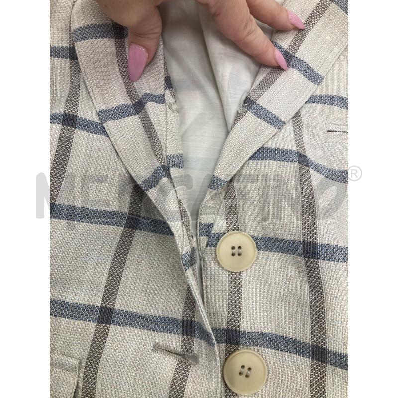 BLAZER DONNA EMPORIO ARMANI MISTO LINO BEIGE RIGHE BLU | Mercatino dell'Usato Gazzada schianno 3