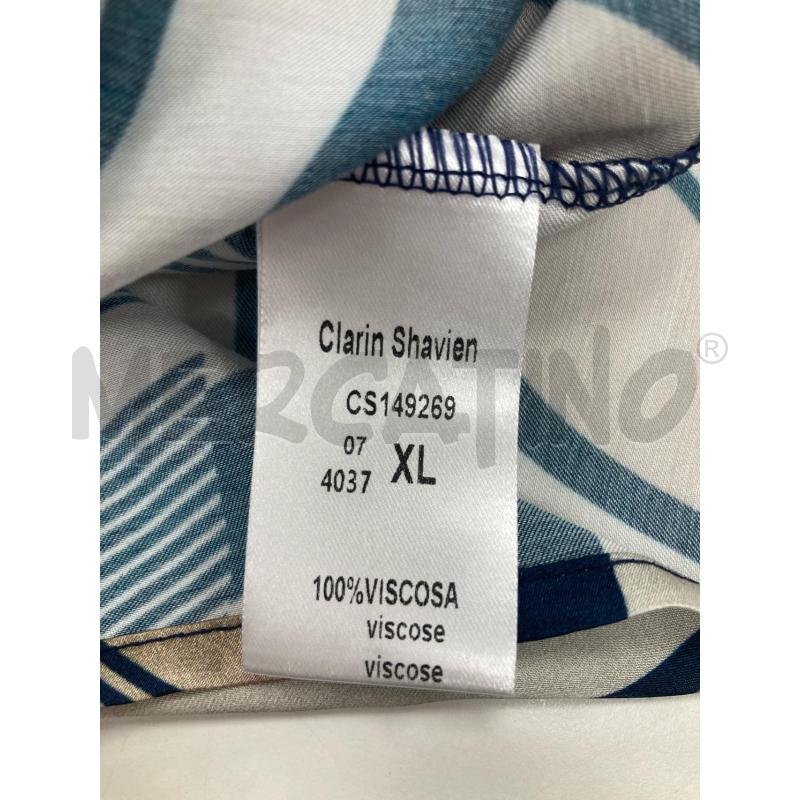 BLUSA DONNA CLARIN SHAVIEN BEIGE BLU COLLO V BRILLANTINI CARTELLINO | Mercatino dell'Usato Gazzada schianno 4
