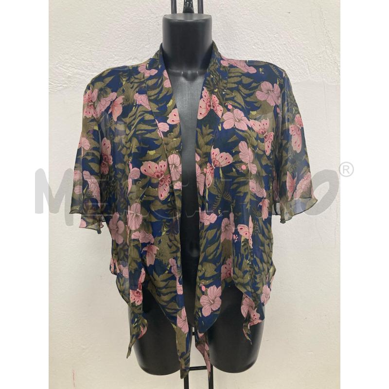 BLUSA DONNA GERMANA BLU FIORI ROSA FOGLIE VERDI | Mercatino dell'Usato Gazzada schianno 1