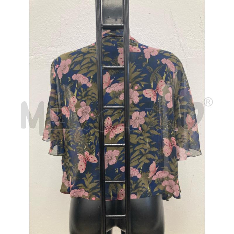 BLUSA DONNA GERMANA BLU FIORI ROSA FOGLIE VERDI | Mercatino dell'Usato Gazzada schianno 2
